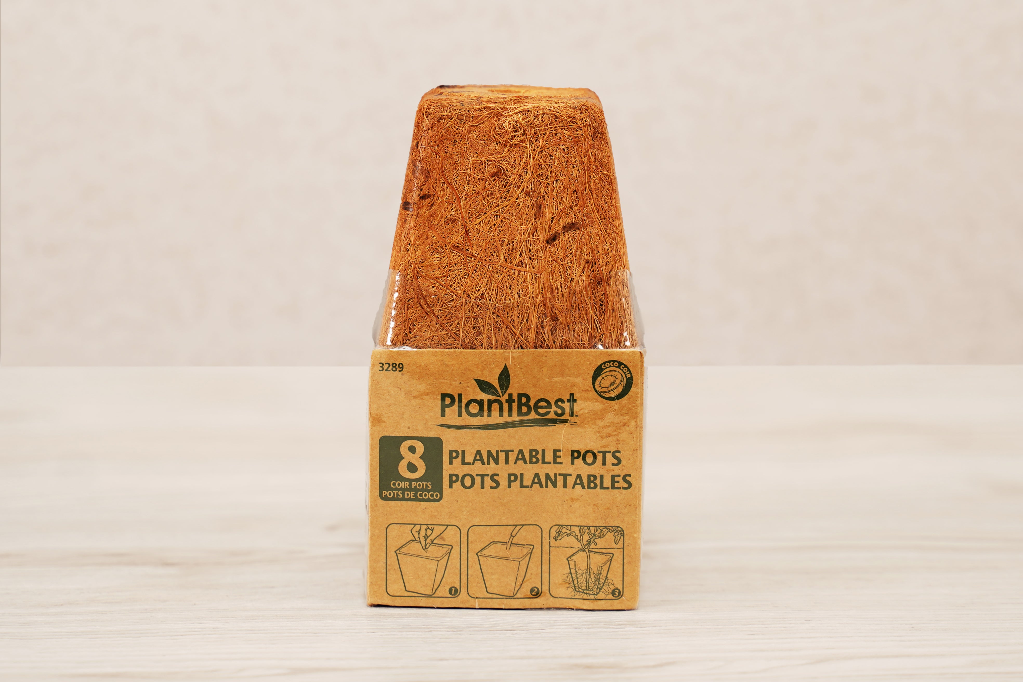 3.00" Square Coconut Coir Pot – 8 Pack
