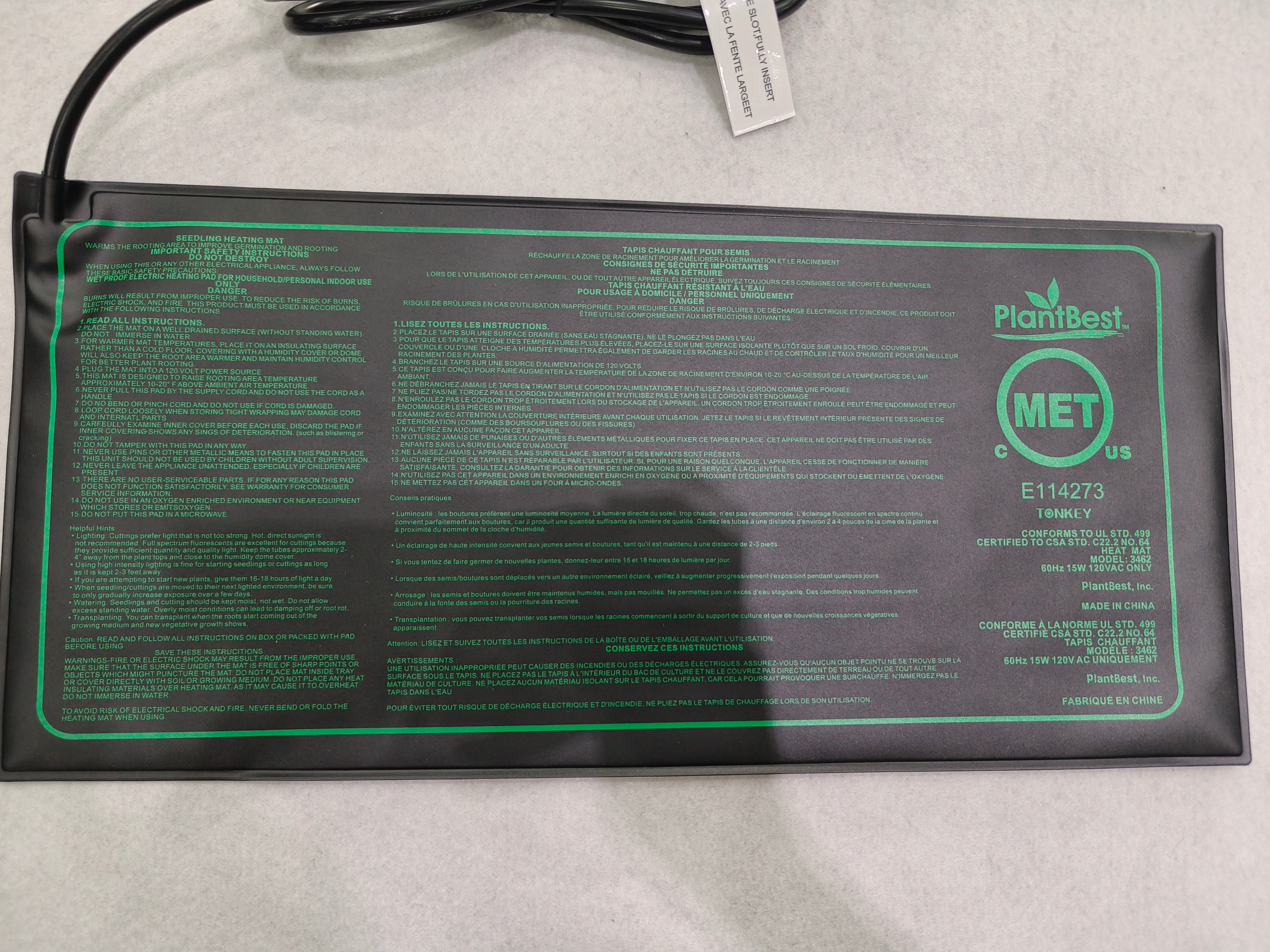 10x20 Seedling Heat Mat (8.5” X 18.5”)