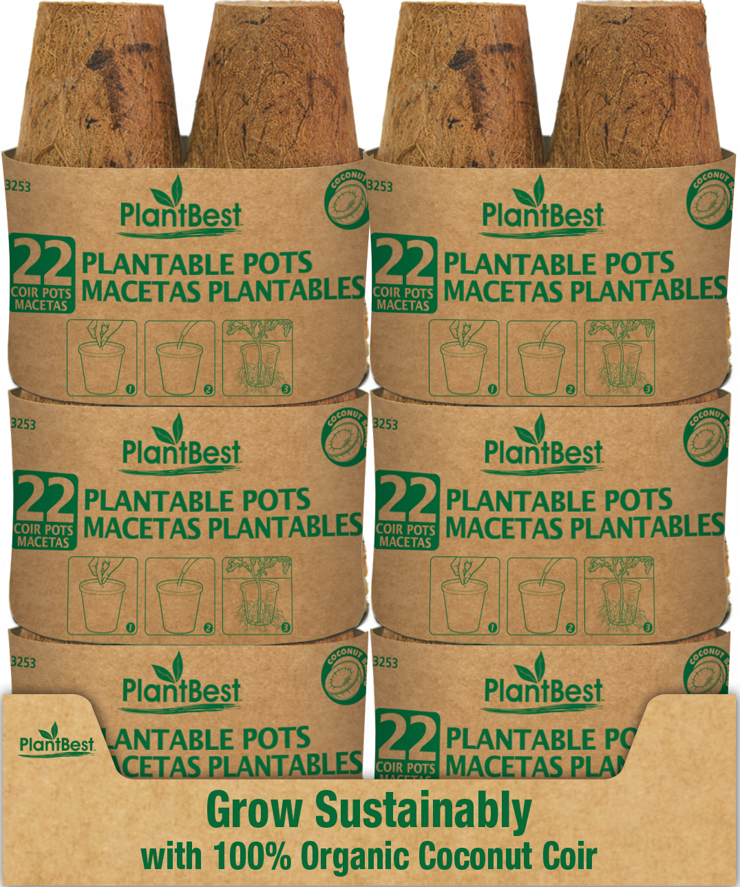 3.25" Round Coconut Coir Pot - 22 Pack