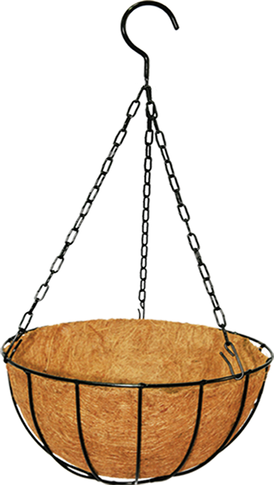 10"/25cm Metal Hanging Basket with Coir Liner and Chain