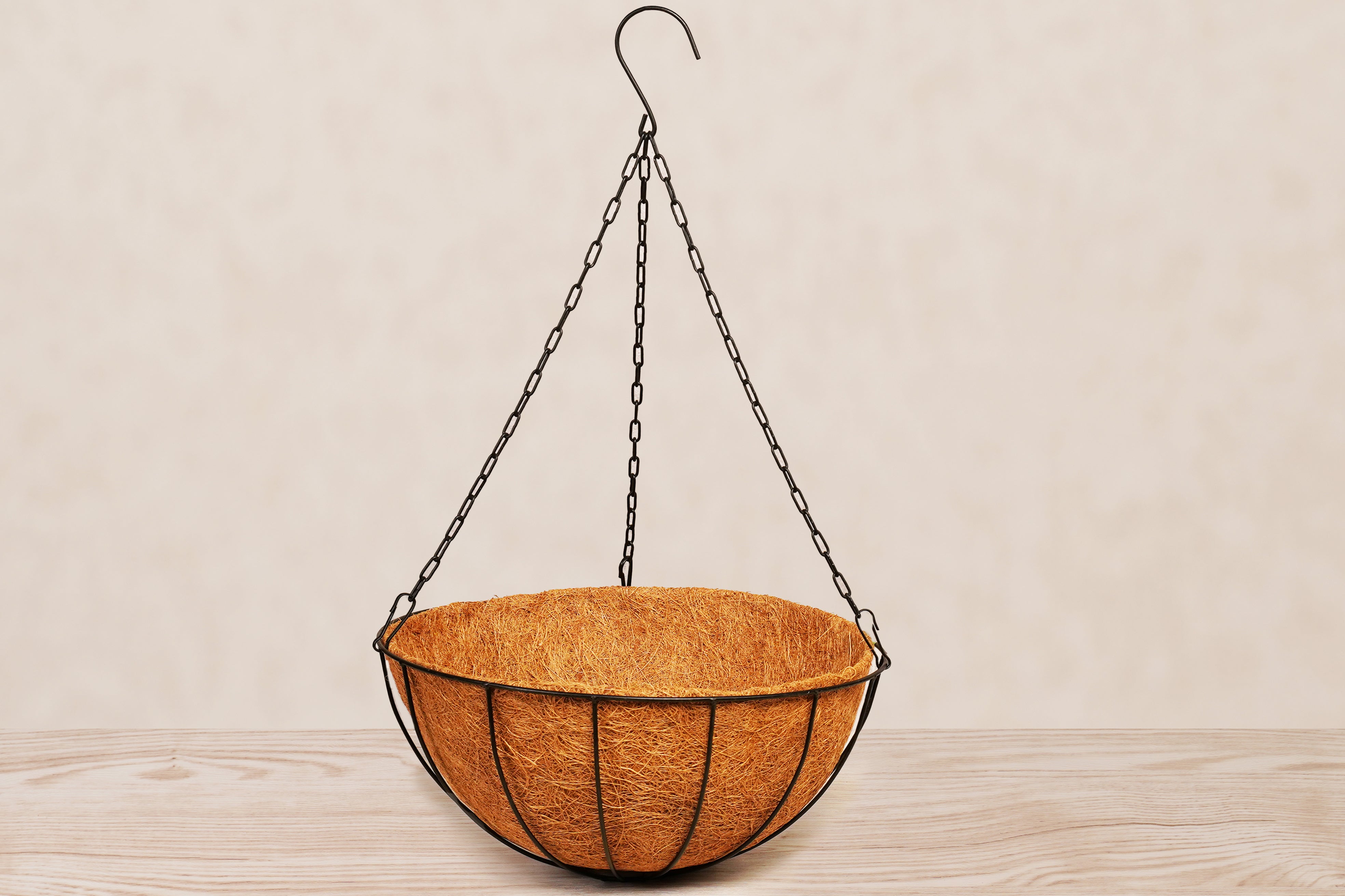 16"/40cm Metal Hanging Basket with Coir Liner and Chain